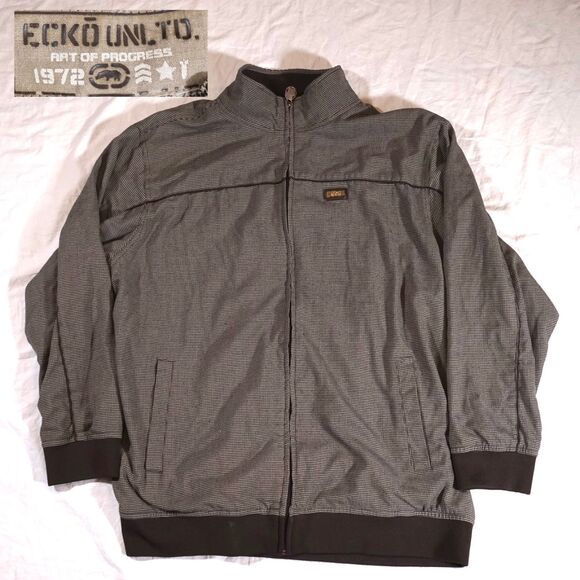 Ecko Unltd. Art of Progress Jacket Full Zip Houndstooth Vintage 3XL Y2K Skate